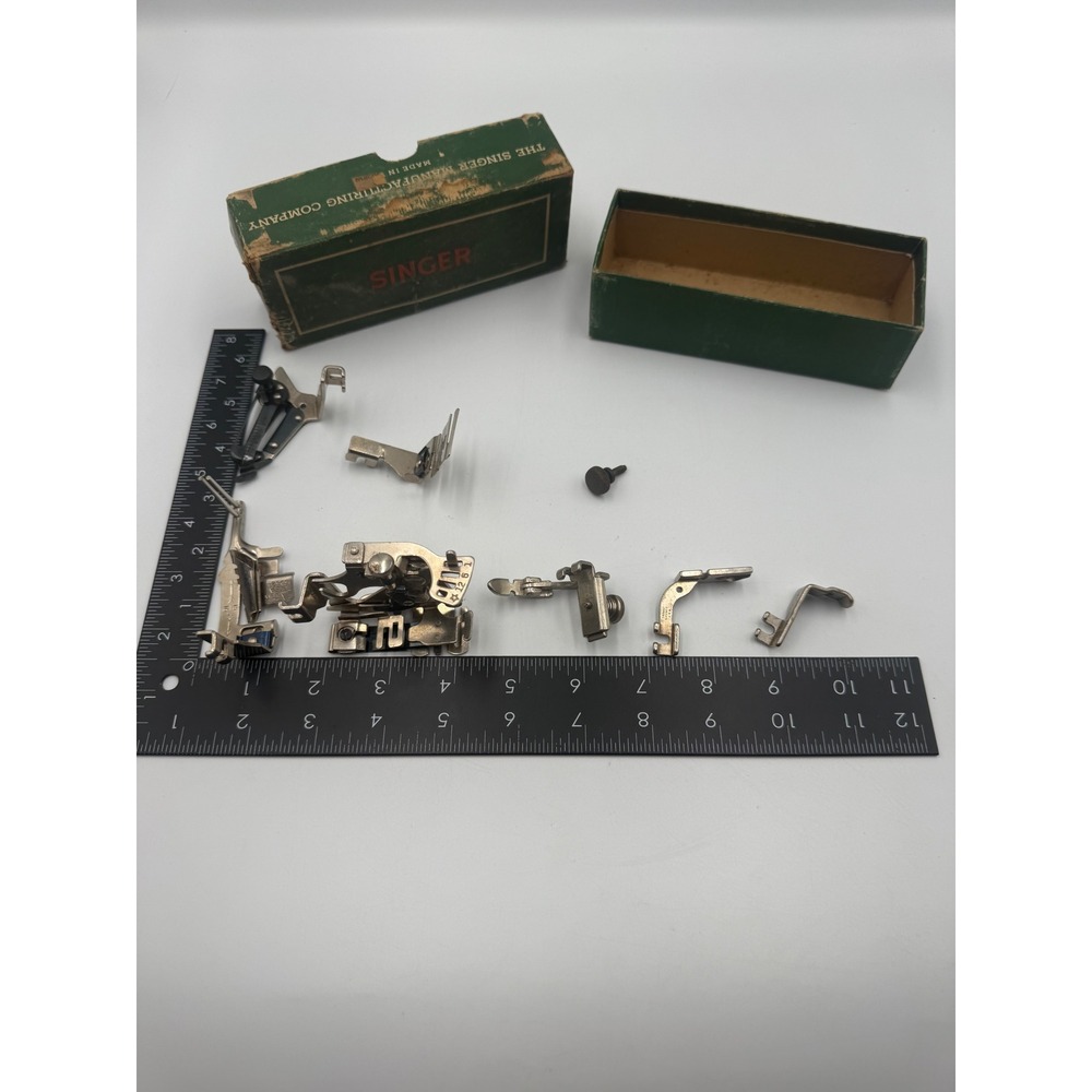 Vintage Singer Sewing Machine Attachments Set Simanco USA Ruffler Binder‎ Box